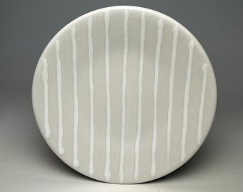 Medium White on white Lined Plate