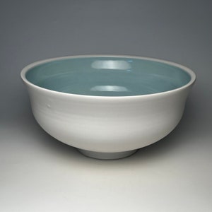 Large White light blue waisted Bowl image 1