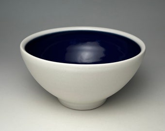 Round Dark Blue White Bowl