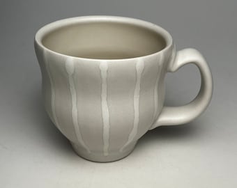 White on white lined waisted Mug