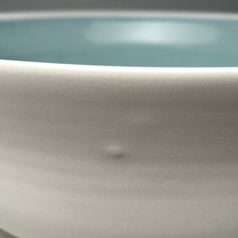 Large White light blue waisted Bowl image 4