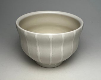 White on white lined waisted Bowl