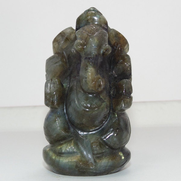 Hindu Deities Lord Ganesha Sculpture - Hindu Elephant God Blue Fire Ganesha - Elephant God Ganesha - Semi Precious Ganesha - Handcarved Lord