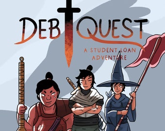 DebtQuest! A Student Loan Adventure! Comic // Fantasy Adventure Cute Comic // DnD Gift RPG Inspired Book