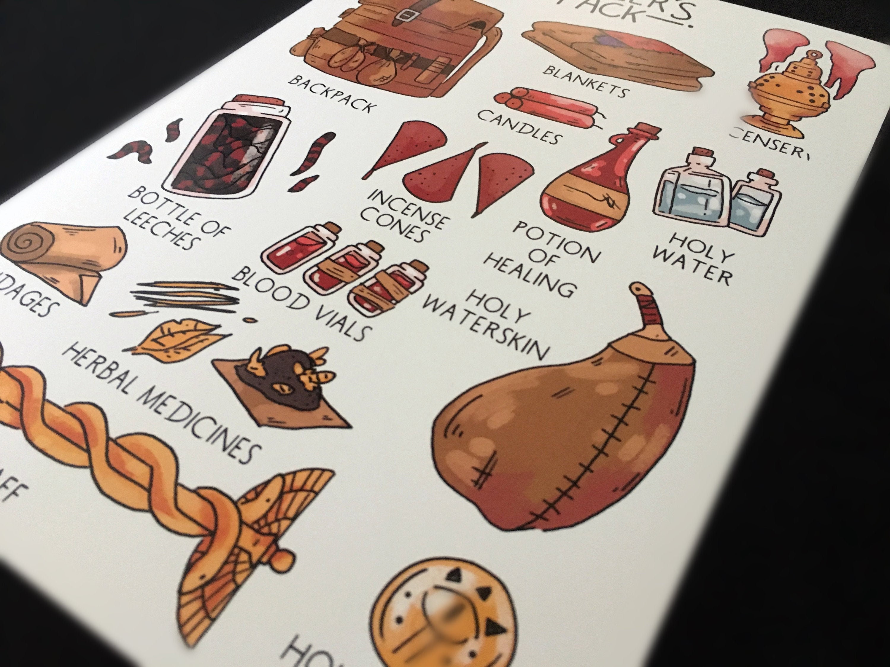 D&D Healer's Pack A4 Print // Dnd Gift Class Fantasy Items Etsy UK