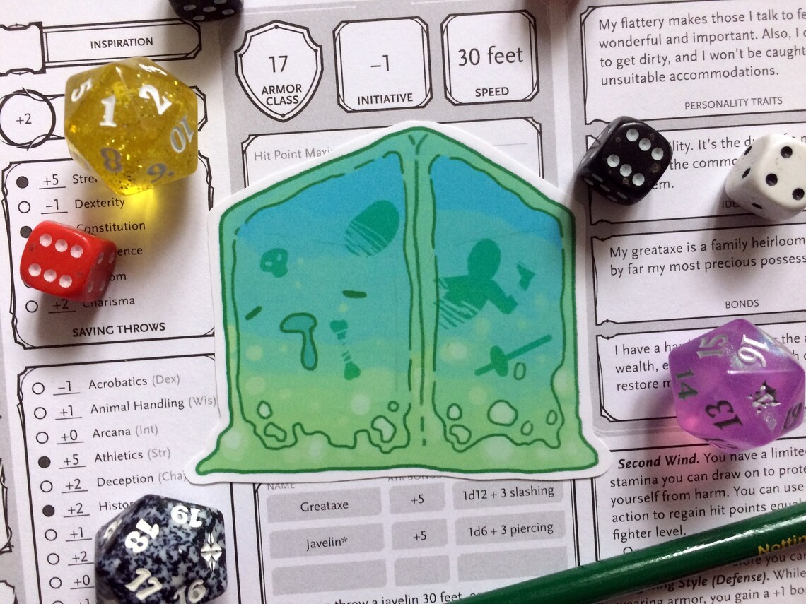 Gelatinous Cube Sticker // Dnd Nerd Geek Gift Cute // Slime Etsy