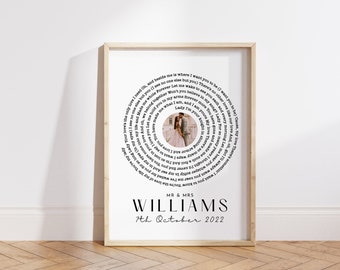 Wedding Anniversary Gift for Him and Her, Anniversary Gifts for Him Her, Vinyl Record Song Lyric Gift, Vinyl Record Print, Personalised Gift