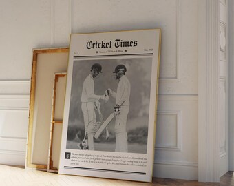 Personalised Cricket Player Newspaper Print | Cricket Times | Custom Cricket Gift | Cricket Wall Art | Digital Download | Cricket Team Gift
