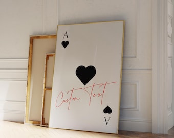 Trendy Custom Retro Playing Card Wall Art, Personalised Playing Card Quote Poster, Retro Wall Decor, Trendy Aesthetic Preppy Room Decor