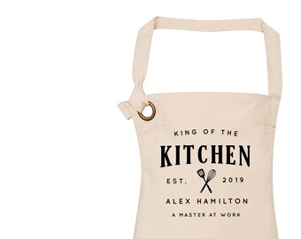 King of the Kitchen Apron for Men | Personalised Aprons for Men | Vintage Style Personalised Apron | King of the Kitchen | Homeware Gifts