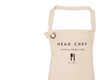 Aprons for Women | Personalised Apron | Custom Apron | Vintage Style Personalised Apron | Head Chef | Homeware Gift Ideas