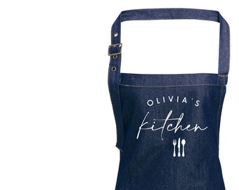 Personalised Denim Apron, Personalised Apron Gift, Aprons for Women/Men, Gifts for Bakers, Gifts for Chefs/Cooks, Unisex Denim Apron