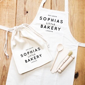 Kids Baking Set Little Bakery Set Kids Baking Apron Personalised Kids Baking Set Personalised Kids Apron Aprons for Children image 1