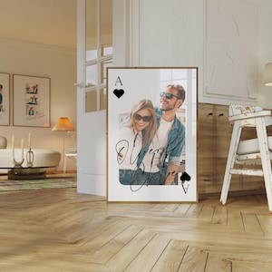 Regalo di coppia di carte da gioco personalizzate per lui o per lei, stampa fotografica personalizzata regalo di anniversario o fidanzamento, arte murale per coppie, regalo per lui e per lei