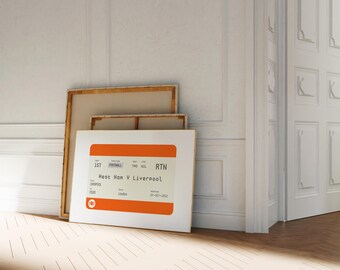 Rail Train Ticket Print – Unique Gift for Dad Father, Travel Birthday Gift, Retirement Present, Anniversary Football Themed Train Ticket