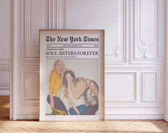 Soul Sisters CUSTOM Newspaper Print, The New York Times, Soul Sisters Print, Trendy Wall Art, Soul Sister Gift, Wall Decor, Custom Poster