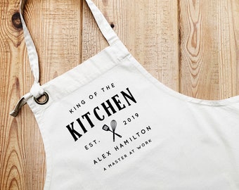 Aprons for Men | King of the Kitchen | Personalised Apron | Custom Apron | Vintage Style Personalised Apron | Homeware Gift Ideas