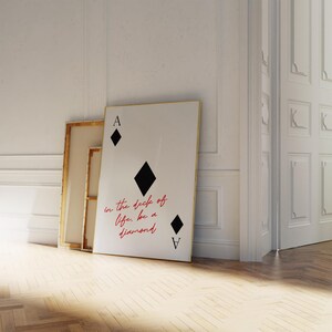 Print aas, retro speelkaart kunst aan de muur, poster quote speelkaart, retro aas kaart muur decor, trendy esthetische preppy kamer decor