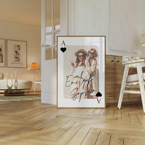 Beste vriend speelkaart print, beste vriend trendy fotocadeau, bestie cadeau-ideeën, cadeau voor besties fotoprint, trendy muurkunst voor besties
