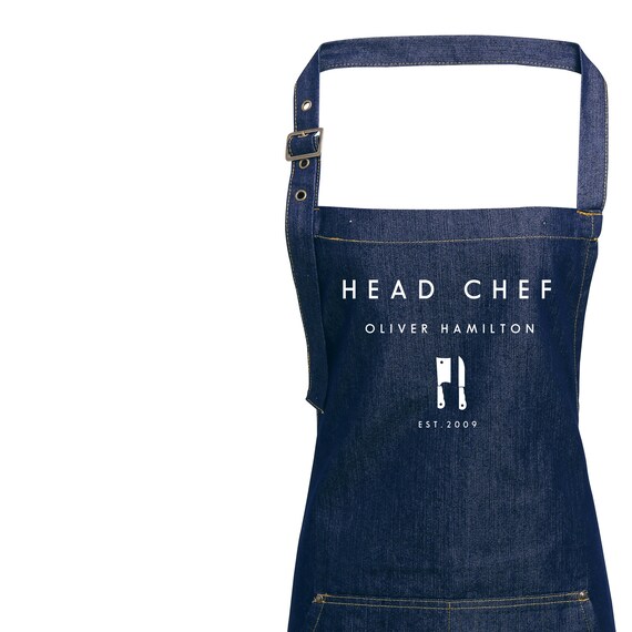 Personalised Denim Aprons Head Chef 