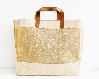 Personalised Bag | Gift ideas for Her | Personalised Shopping Bag | Gift ideas for Mrs | Mrs Gift Ideas | Natural Jute Tote Bag