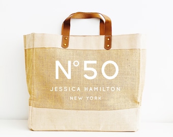 Personalised Tote Bag, 50th Birthday Gift, 50th Personalised Shopping Bag, Gift ideas for Her, Custom Beach Bag, 50th Birthday Gift Bag