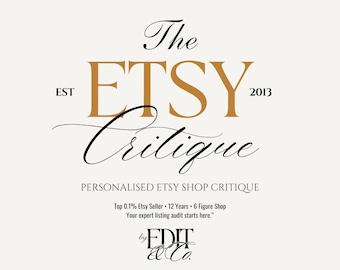 Etsy Shop Audit | Etsy Coaching | Best Sellers Etsy Critique | Etsy Branding Review | Etsy Marketing SEO Support | Start Selling on Etsy