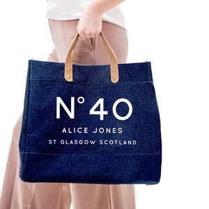 Personalised Bag 40th Birthday Gift Personalised Shopping Bag Gift ideas for Her Custom Beach Bag Custom Bag Custom Shopping Bag image 3