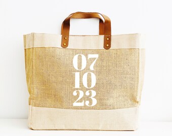 Personalised Jute Tote Bag, Personalised Birthday Gift, Birthday Gift - Natural Jute Tote Bag - Birthday Gift Ideas  - Personalized Tote Bag