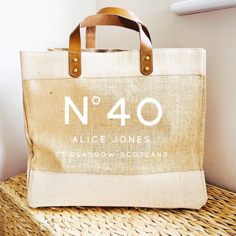 Personalised Bag 40th Birthday Gift Personalised Shopping Bag Gift ideas for Her Custom Beach Bag Custom Bag Custom Shopping Bag image 6