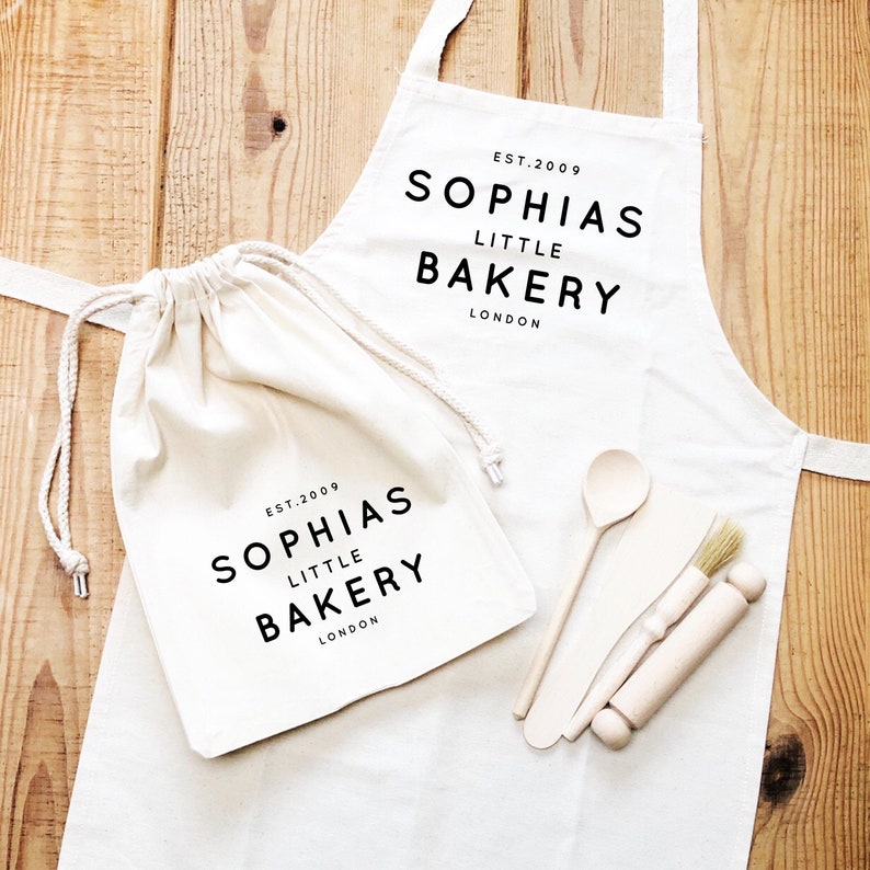 Kids Baking Set Little Bakery Set Kids Baking Apron Personalised Kids Baking Set Personalised Kids Apron Aprons for Children image 1