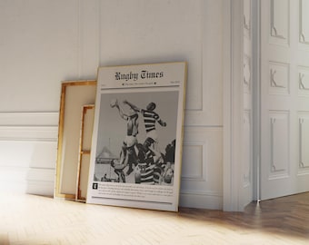 Personalised Rugby Player Newspaper Print | Rugby Times | Custom Rugby Gift | Rugby Wall Art | Digital Download | Rugby Team Gift