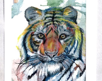 Watercolor Tiger Print | Abstract Jungle Art, Safari Animal
