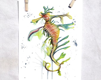 Leafy Sea Dragon Art Print | Watercolor Ocean Nursery Decor
