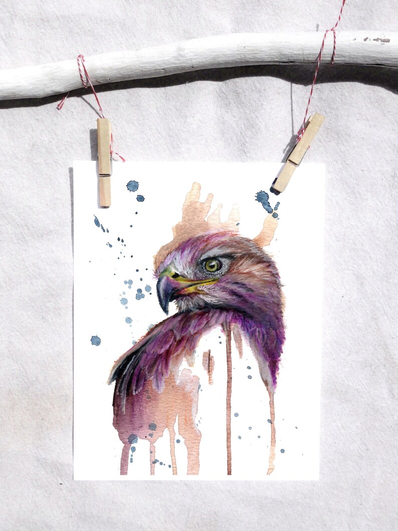 Hawk Art Print Watercolor Painting Western Wall Decor Bird art Print Signed Artwork Mountain Animal Art Boys Wall Art Hawk imagem 1