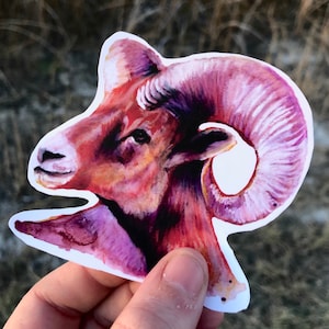 Etiqueta dos carneiros do Big Horn de <br> Entrega Rápida? adesivos à prova de intempéries | Decoração Ocidental | adesivo para laptop | adesivo de viagem | adesivos de arte | Impressão artística de ovelhas com chifre grande