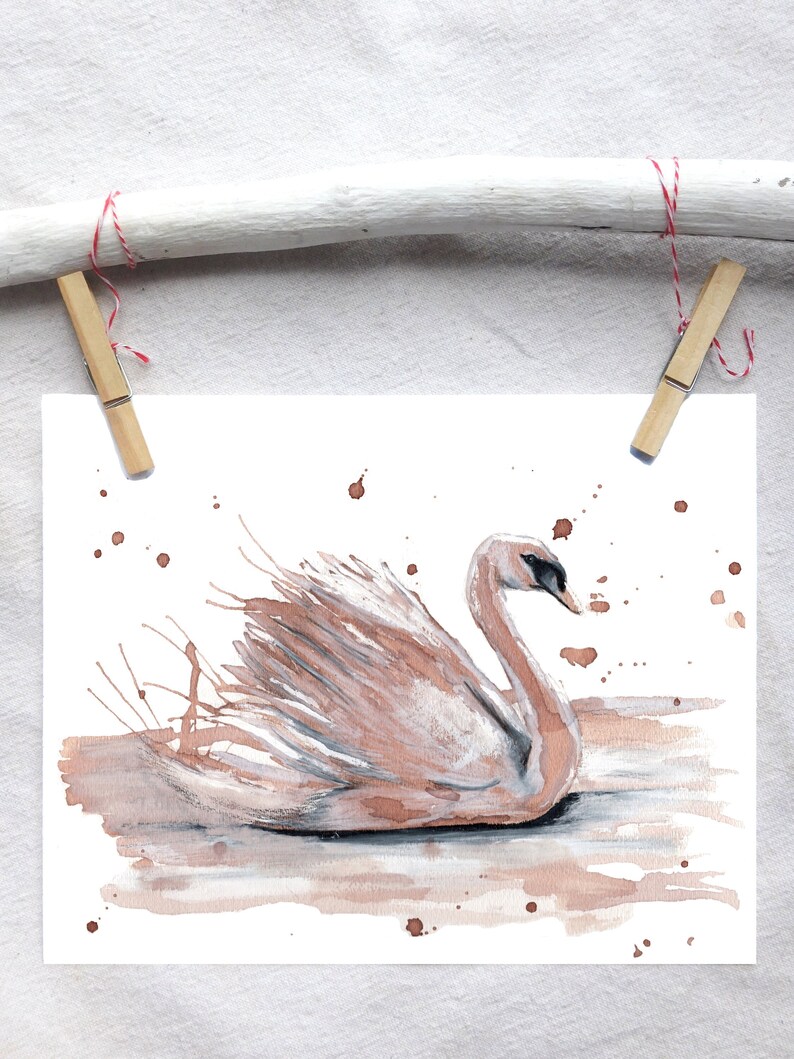 Watercolor Swan Decor Print Swan Art Nursery Animal Wall - Etsy