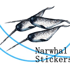 Narwhal Stickers | Walvis stickers | ocean art print | laptop stickers | oceaan zeeleven | eenhoorn stickers | 3-pack | Walviskunst | Dier
