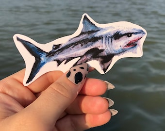 Great White Shark Vinyl Sticker | Weatherproof Laptop, Water Bottle