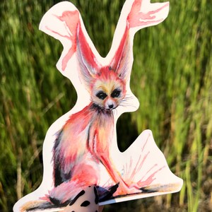 Fox de Fennec <br>de <br> Promoção Relâmpago! Adesivos de raposa | Impressão de arte em aquarela | Artista da natureza | Adesivos para garrafas de água | Álbum de recortes | Impressão artística da raposa