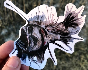 Angler Fish Art Sticker | Weatherproof Vinyl Decal