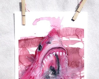 Rosa Weißer Hai Kunstdruck, Lindsey Munson Aquarell