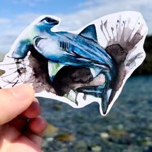 Hammerkopf Hai Sticker | Hai Laptop Sticker | Geschenke für Hailiebhaber | Wetterfester Reise sticker | Kunst Sticker | Geschenkideen Junge