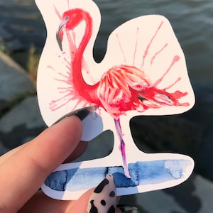 Rosa Flamingo Sticker | Sticker für Mädchen | laptop art | Laptop Vinyl Sticker | Vogel Kunstdruck | Vogel Nerd Sticker | Natur Kunst