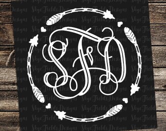Arrow Heart Monogram Blank Frame SVG, JPG, PNG, Studio.3 File for Silhouette, Cameo, Cricut, Archery