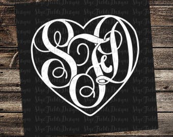 Heart Monogram & Frame Custom SVG, JPG, PNG, Studio.3 File for Silhouette, Cameo, Portrait, Cricut, Cut File, Valentine