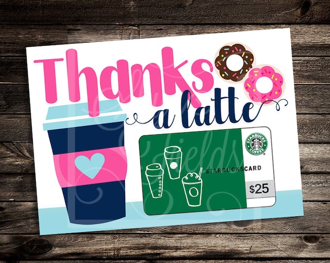 Thanks A Latte 5x7 Printable Thank You Male Teacher Holiday Gift