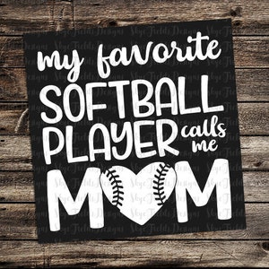 Mi jugadora de sóftbol favorita me llama mamá SVG, JPG, PNG, Studio.3 - Silueta, Cameo, Retrato, Cricut, Héroe, Jugador, Sueño