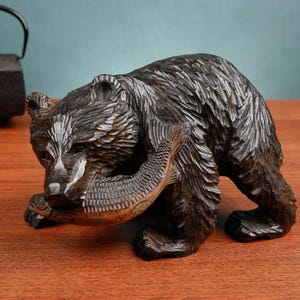Japanese Vintage Large 11&quot; Carved Wood Bear, Kibori Kuma, Hokkaido, Ainu