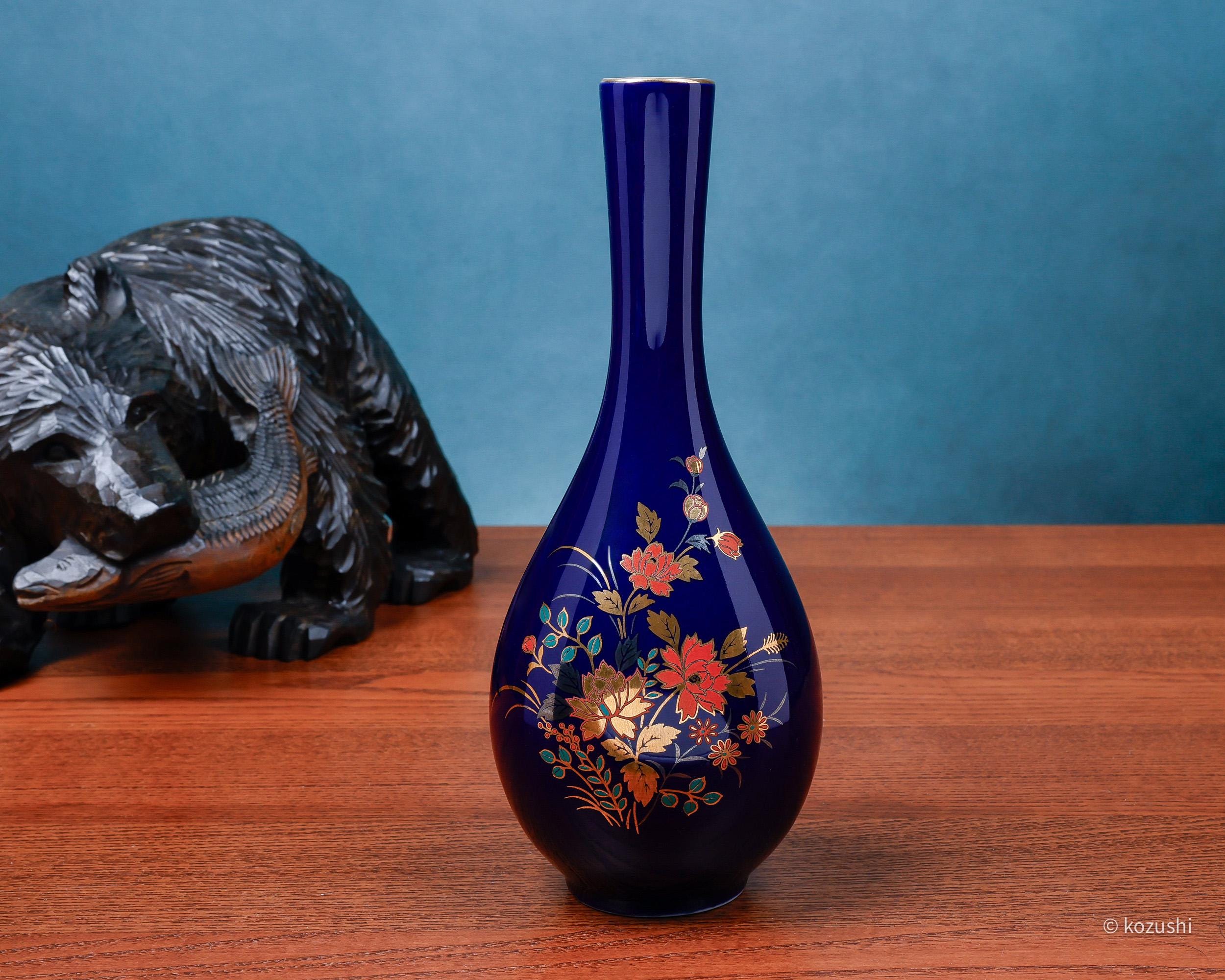 青色陶器花瓶 ヴィンテージのコバルトブルーの花瓶、生け花花瓶一輪挿し - Etsy 日本